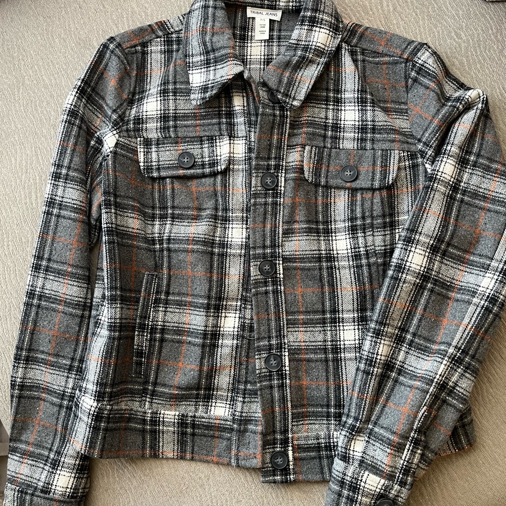 Plaid Button-Up Jacket